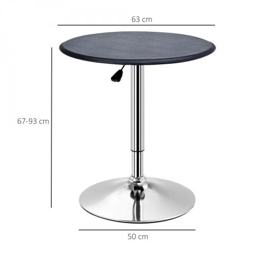 Mesa de Bar con Altura Ajustable Giratoria 360° con Base Redonda Mesa Alta Moderna para Cocina Ø63x67-93 cm Negro [6]