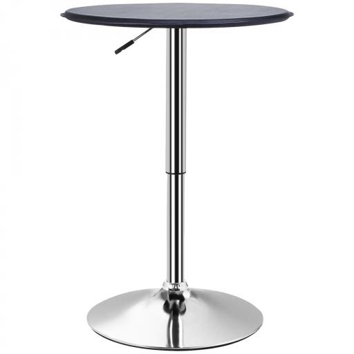 Mesa de Bar con Altura Ajustable Giratoria 360° con Base Redonda Mesa Alta Moderna para Cocina Ø63x67-93 cm Negro [10]