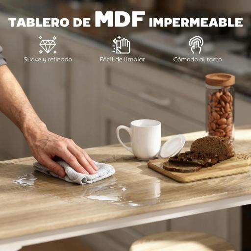 Set de Mesa de Bar y 4 Taburetes Estilo Industrial Marco de Metal para Cocina Salón Natural y Blanco [4]