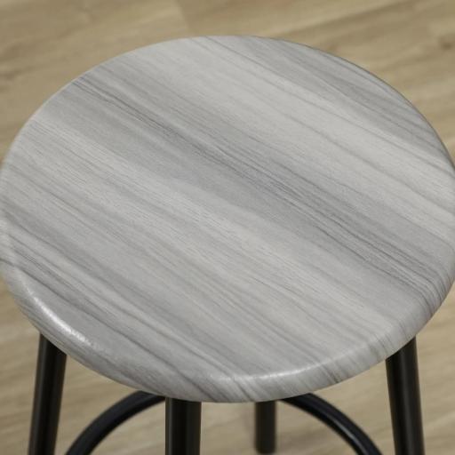 Set de Mesa de Bar y 4 Taburetes Estilo Industrial Marco de Metal para Cocina Salón Gris y Negro [6]