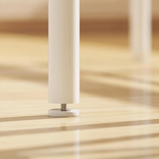 Set de Mesa Alta y 2 Taburetes con Estante de Almacenamiento y Marco de Metal 80x50x90 cm Blanco y Natural [3]