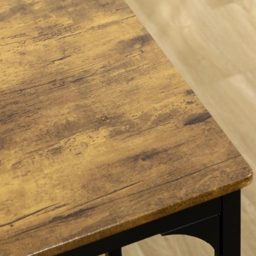 Set de Mesa Bar y 4 Taburetes Muebles Altos con Mesa de 110x50x89,5 cm y Taburetes de Ø30x60,5 cm Negro y Madera [7]