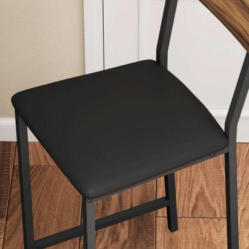Conjunto de Mesa de Bar con Laterales Abatibles Soporte para Vinos y 2 Taburetes de Estilo Industrial Marrón y Negro [5]