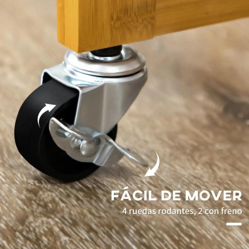 Juego de Mesa Alta de Bar y 2 Taburetes con Ruedas Mesa Plegable de Cocina con Taburetes 82,5x75,5x83,5 cm Marrón [3]