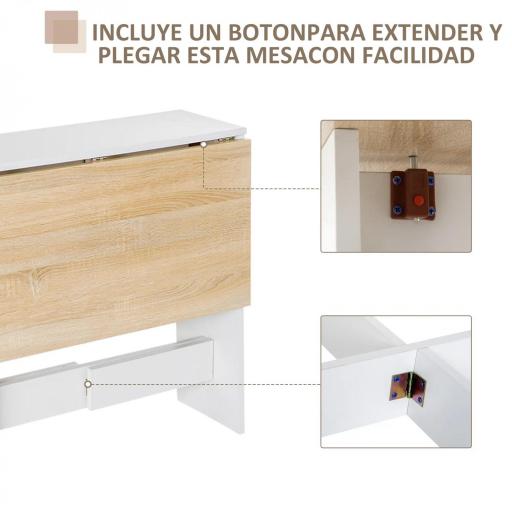 Mesa Plegable de Comedor Mesa Auxiliar de Cocina con Alas Abatibles Ahorra Espacio Diseño Moderno 103x76x73,5cm Madera [4]