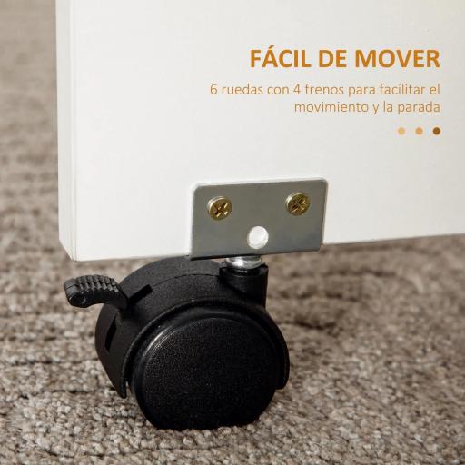 Mesa Plegable con Ruedas y Alas Abatibles Mesa Auxiliar Multifuncional con Almacenaje 120x60x76,5 cm Blanco [5]