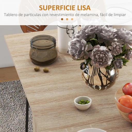 Mesa Plegable con 2 Alas Abatibles de Madera 2 Estantes y Ruedas para Cocina Comedor 75x140x74 cm Madera Natural [4]