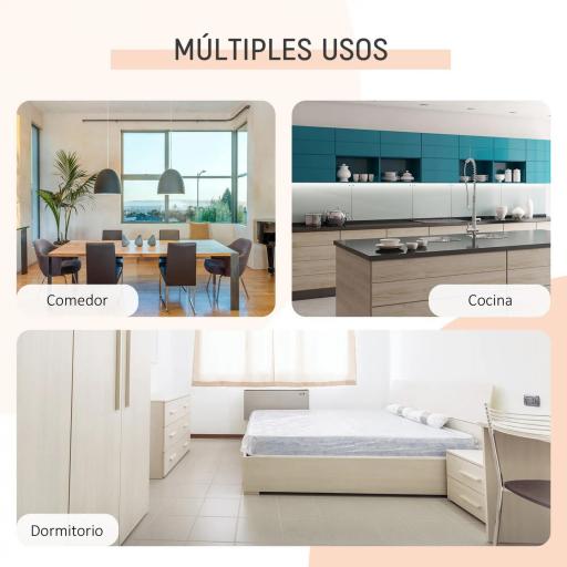 Mesa Plegable de Comedor, Mesa de Cocina Plegable, con Alas Abatibles, 4 Compartimentos, 3 Formas, Hasta 4 Personas, para Salón, Espacio Pequeño, 169x60x75 cm, Roble y Blanco [3]