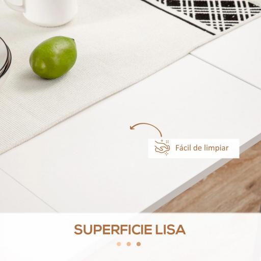 Mesa de Comedor Extensible para 4-6 Personas Mesa Auxiliar Multifuncional para Estudio Cocina 180x85x75 cm Blanco [4]