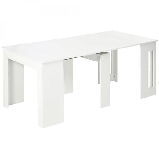 Mesa de Comedor Extensible para 4-6 Personas Mesa Auxiliar Multifuncional para Estudio Cocina 180x85x75 cm Blanco [9]
