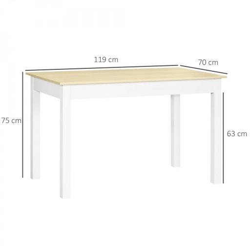 Mesa para 4-6 Personas para Comedor Cocina Salón de Melamina de Madera de Estilo Moderno 119x70x75 cm Roble y Blanco [1]