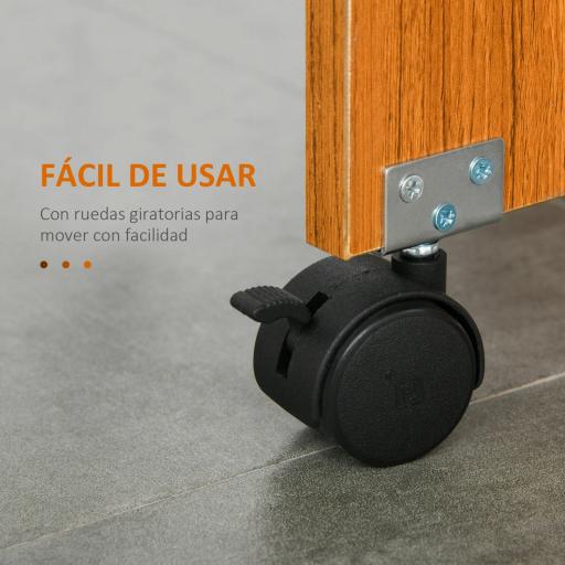 Mesa de Comedor Plegable con Ruedas Mesa Auxiliar Multifuncional con 2 Alas Abatibles 120x80x73 cm Blanco y Teca [5]