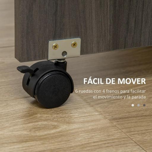 Mesa Plegable de Comedor con Ruedas Alas Abatibles 2 Cajones y Armario Hasta 6 Personas 120x60x76,5 cm Gris [5]