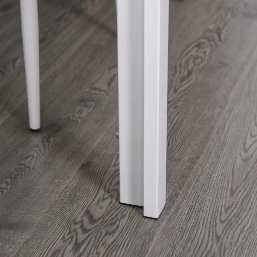 Conjunto de Comedor de Mesa y 4 Sillas 5 Piezas Mesa Rectangular de Vidrio Templado y Sillas Tapizadas en PU Blanco [8]