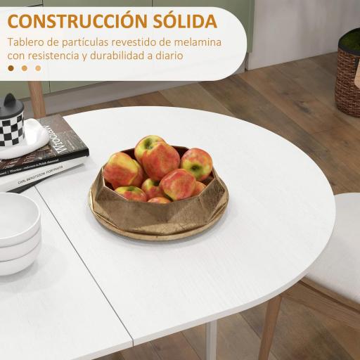 Mesa de Cocina Plegable con Alas Abatibles Mesa Multifuncional de Estilo Moderno de Forma Ovalada 163x80x75 cm Blanco [4]
