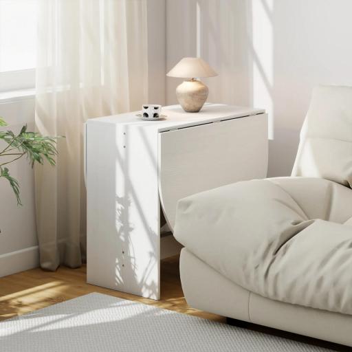 Mesa de Cocina Plegable con Alas Abatibles Mesa Multifuncional de Estilo Moderno de Forma Ovalada 163x80x75 cm Blanco [7]