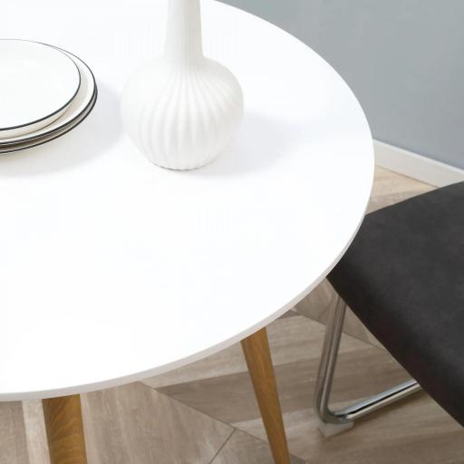Mesa de Comedor Redonda para 2 Personas Mesa de Cocina Estilo Nórdico con Patas de Metal Ø72x75 cm Blanco Mate [6]