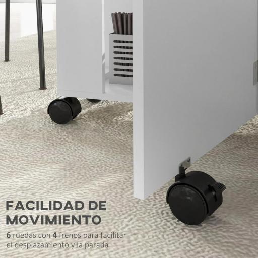 Mesa de Comedor Plegable con Ruedas Mesa de Cocina con Alas Abatibles y 2 Estantes Abiertos 120x60x77 cm Blanco [4]