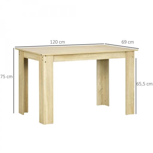 Mesa de Comedor para 4-6 Personas Rectangular de Melamina de Madera y Estilo Moderno 120x69x75 cm Roble [1]