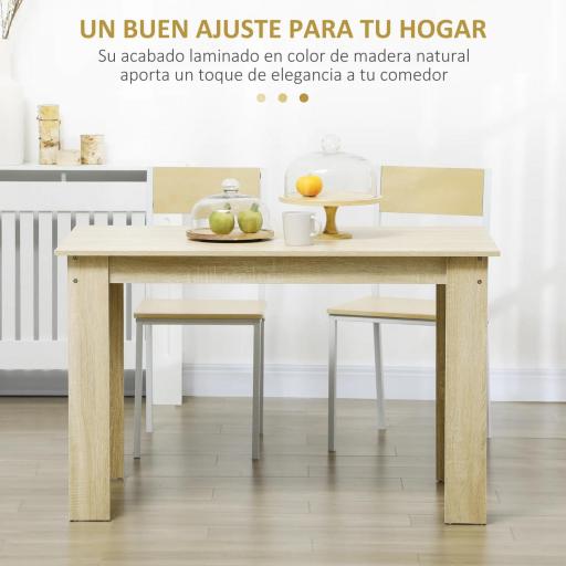 Mesa de Comedor para 4-6 Personas Rectangular de Melamina de Madera y Estilo Moderno 120x69x75 cm Roble [2]