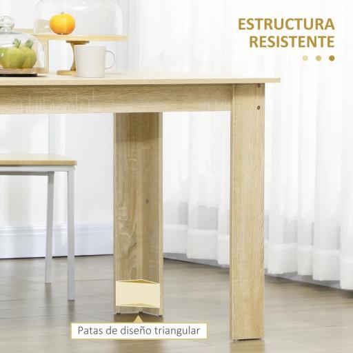 Mesa de Comedor para 4-6 Personas Rectangular de Melamina de Madera y Estilo Moderno 120x69x75 cm Roble [4]