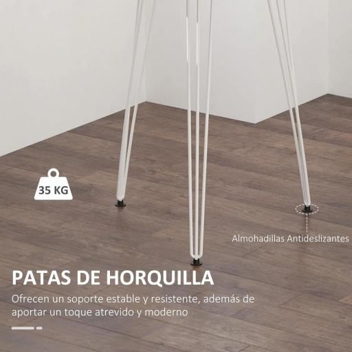 Mesa de Comedor Redonda con Patas de Horquilla Metálicas Estilo Moderno Nórdico para Cocina Salón Cafetería Bar Ø70x75 cm Blanco [3]