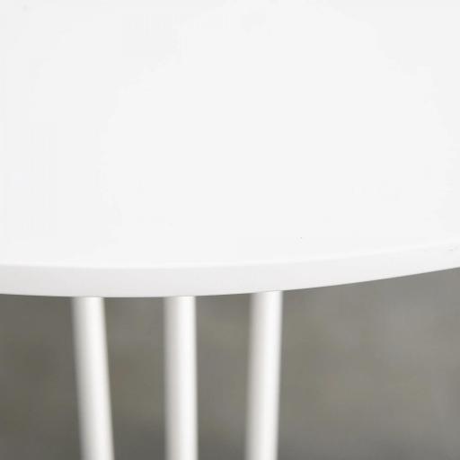 Mesa de Comedor Redonda con Patas de Horquilla Metálicas Estilo Moderno Nórdico para Cocina Salón Cafetería Bar Ø70x75 cm Blanco [6]