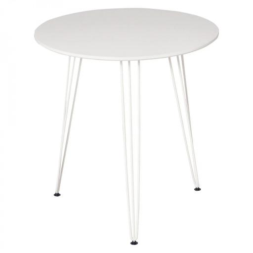 Mesa de Comedor Redonda con Patas de Horquilla Metálicas Estilo Moderno Nórdico para Cocina Salón Cafetería Bar Ø70x75 cm Blanco [8]