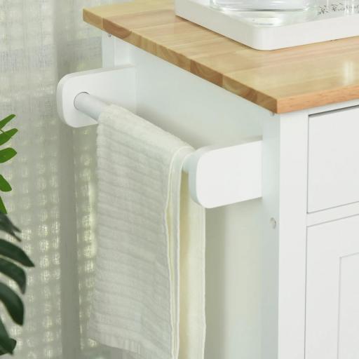 Isla de Cocina con Ruedas Mueble Auxiliar de Cocina con Cajón Estantes y Barra Lateral 107,5x48x89 cm Blanco [6]