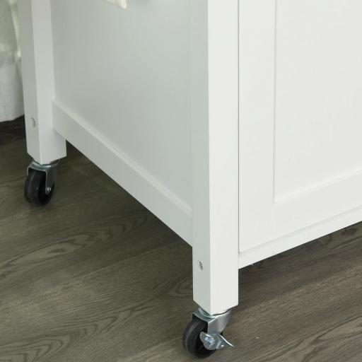 Isla de Cocina con Ruedas Mueble Auxiliar de Cocina con Cajón Estantes y Barra Lateral 107,5x48x89 cm Blanco [7]