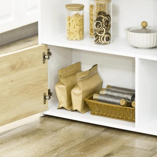 Isla de Cocina con Ala Abatible Mesa de Bar Alta con Múltiples Compartimentos 116x79,5x91 cm Blanco [6]