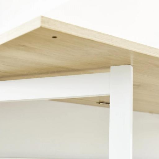 Isla de Cocina con Ala Abatible Mesa de Bar Alta con Múltiples Compartimentos 116x79,5x91 cm Blanco [7]