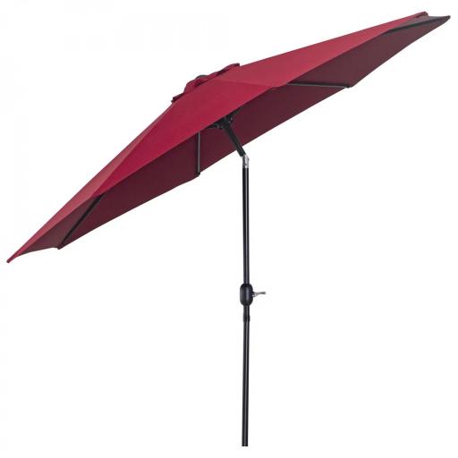 Sombrilla de Jardín Ø295x250 cm con Manivela Parasol Exterior con Mecanismo de Inclinación y Poste Desmontable de Metal para Terraza Piscina Patio Vino Tinto [8]
