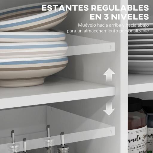 Isla de Cocina Carro de Cocina con Encimera de Madera Plegable 2 Puertas 2 Cajones Estante Ajustable y 4 Ruedas 105x60x90,5 cm Blanco [6]