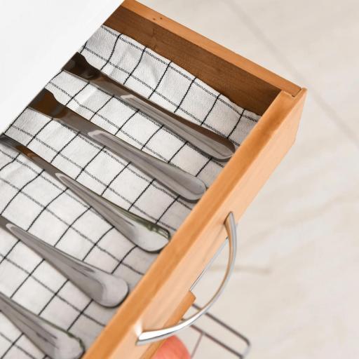 Carrito de Cocina con Ruedas Carro Multiusos con Cajón 4 Cestas Extraíbles de Metal y Bastidores 47x37x83 cm Natural [6]