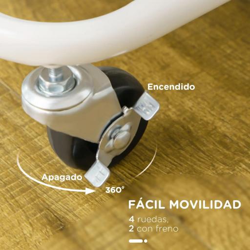 Carrito Auxiliar con Ruedas Carro de Almacenaje Multifuncional con Ganchos y Cajas Colgantes 42x38x86,5 cm Blanco [5]