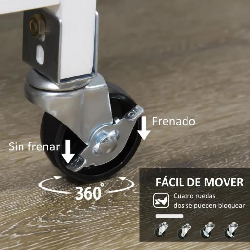 Carro de Cocina con Ruedas Carrito de Servicio con Cajones Estantes y Bandeja Extraíble 67x37x87 cm Blanco [3]