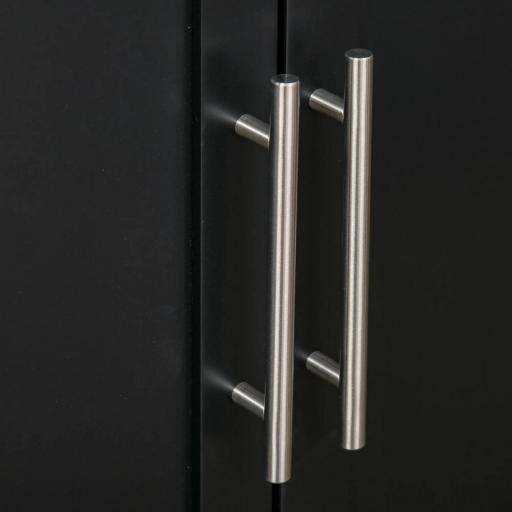 Carrito de Cocina con Armario con Puertas y Estante Interior Ajustable Cajón Barra y Especiero Móvil Aparador Auxiliar con Ruedas para Comedor 109x40x89 cm Negro [6]