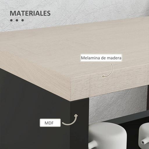 Carrito Auxiliar con Ruedas de 3 Niveles Carrito de Cocina Estrecho con 3 Estantes Tablero y Asa 48x15x80 cm Negro [4]