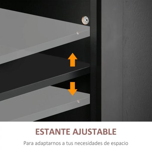 Isla de Cocina con Ruedas Mueble Auxiliar de Cocina con Especiero y Barra Lateral 111x44,5x82,5 cm Negro [3]