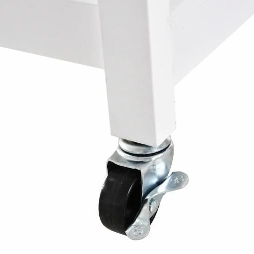 Carrito de Cocina Carro Auxiliar con Ruedas 1 Cajón 1 Armario 3 Estantes Abiertos de Almacenamiento para Comedor 66x39,5x86,5 cm Blanco [7]
