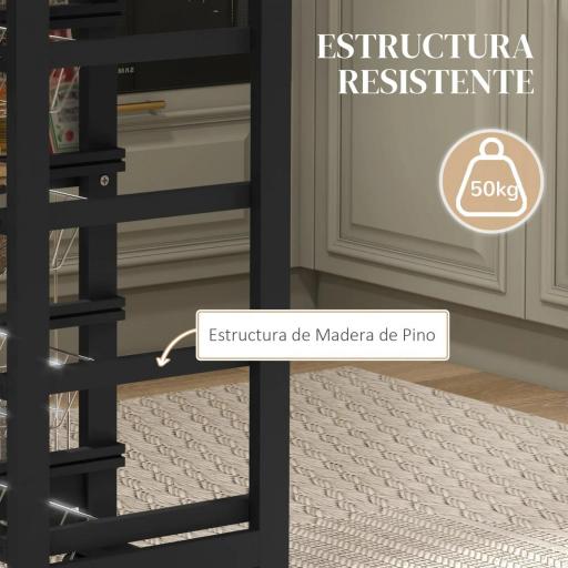Carrito de Cocina con Ruedas Carrito Multiusos con Cajón 4 Cestas Extraíbles de Metal y Bastidores 47x37x83 cm Negro [5]