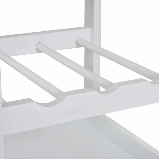 Carrito de Cocina Carro de Servicio Multifuncional de 4 Niveles con Ruedas Cajón Estantes y Botellero 37x37x76 cm Blanco [6]