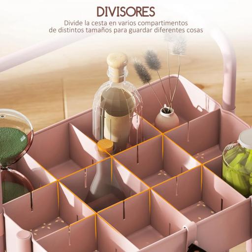 Carrito Auxiliar con Ruedas Carro de Almacenaje Multifuncional con Ganchos y Cajas Colgantes 42x38x86,5 cm Rosa [4]