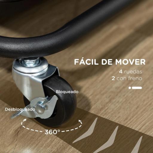 Carrito Auxiliar con Ruedas Carro de Almacenaje Multifuncional con Ganchos y Cajas Colgantes 42x38x86,5 cm Negro [5]