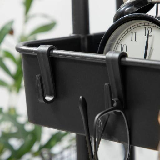 Carrito Auxiliar con Ruedas Carro de Almacenaje Multifuncional con Ganchos y Cajas Colgantes 42x38x86,5 cm Negro [6]