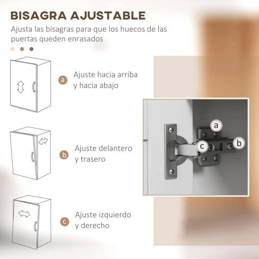 Mueble Auxiliar de Cocina Moderno con Estantes 3 Puertas y Sistema Anti-vuelco 80x35x97 cm Blanco [5]