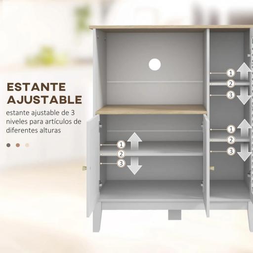 Mueble Auxiliar de Cocina Moderno con Estantes 3 Puertas y Sistema Anti-vuelco 80x35x97 cm Blanco [6]