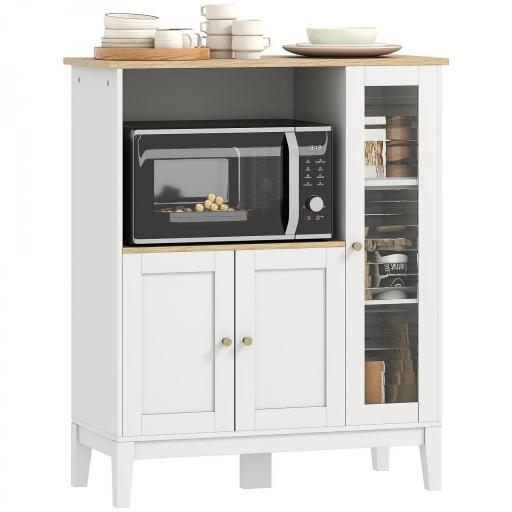 Mueble Auxiliar de Cocina Moderno con Estantes 3 Puertas y Sistema Anti-vuelco 80x35x97 cm Blanco [9]