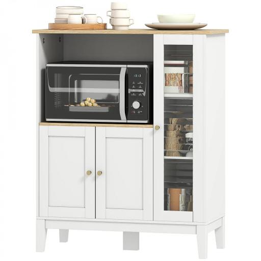 Mueble Auxiliar de Cocina Moderno con Estantes 3 Puertas y Sistema Anti-vuelco 80x35x97 cm Blanco [8]